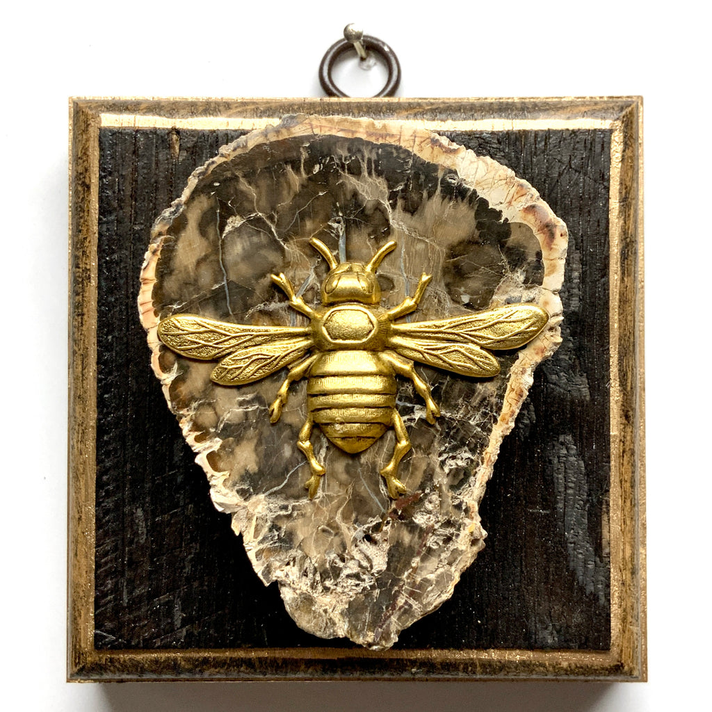 Bourbon Barrel Frame with Italian Bee on Petrified Wood (4