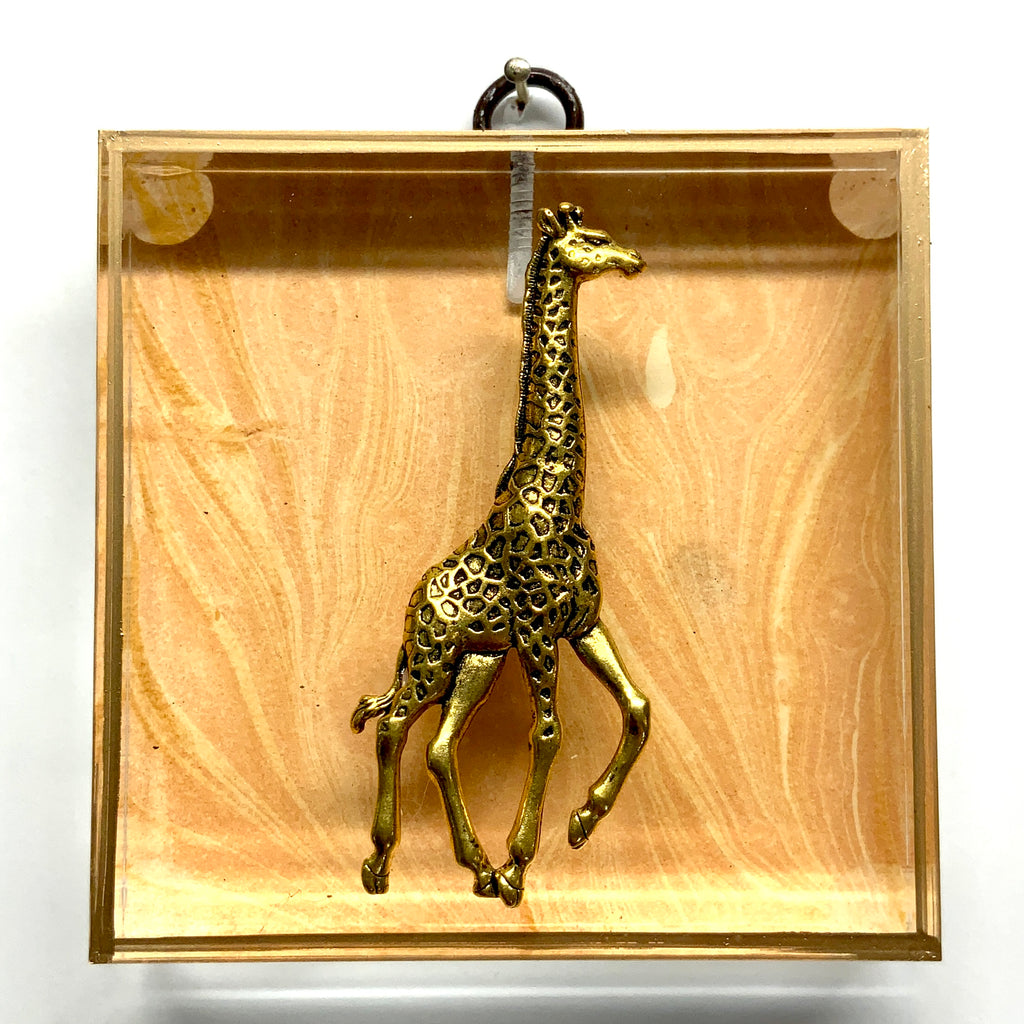 Marbled Paper backed Acrylic Frame with Giraffe / Slight Imperfections (3.75