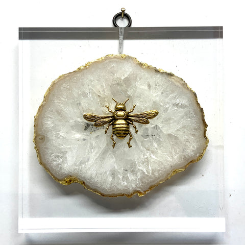 Lucite Acrylic Frame with Italian Bee on Agate (6” wide)