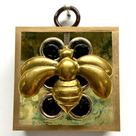 Acrylic Frame with Deco Bee on Marbled Paper / Slight Imperfections (2