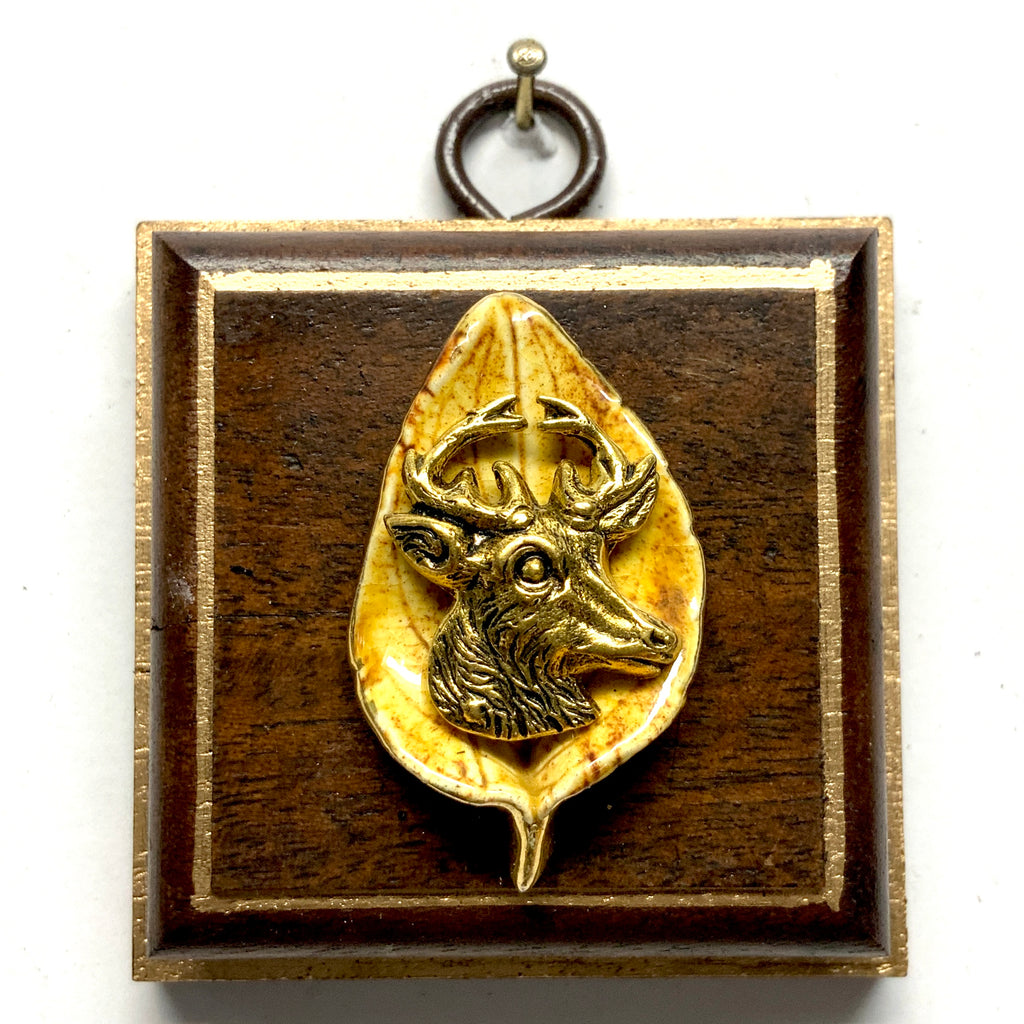 Mahogany Frame with Stag on Leaf (2.5” wide)