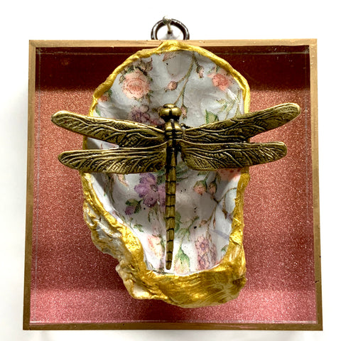 Acrylic Frame with Dragonfly on Oyster Shell / Slight Imperfections (4