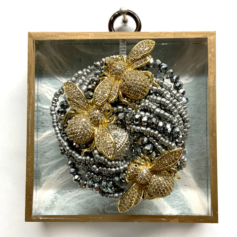 Acrylic Frame with Sparkle Bees on Beads / Slight Imperfections (3