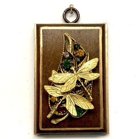 Mahogany Frame with Dragonflies on Brooch (2.5