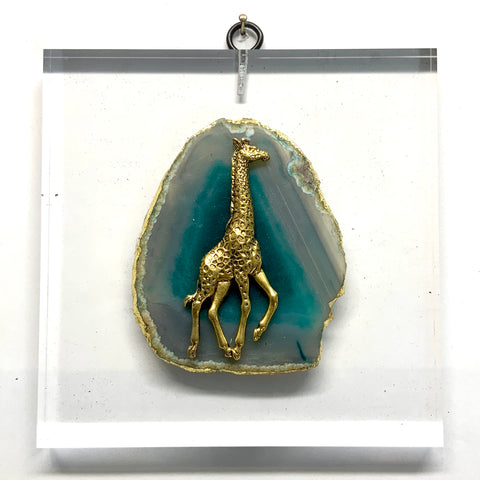 Lucite Acrylic Frame with Giraffe on Agate (6