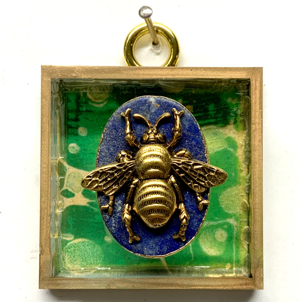 Acrylic Frame with Grande Bee on Lapis / Slight Imperfections (2
