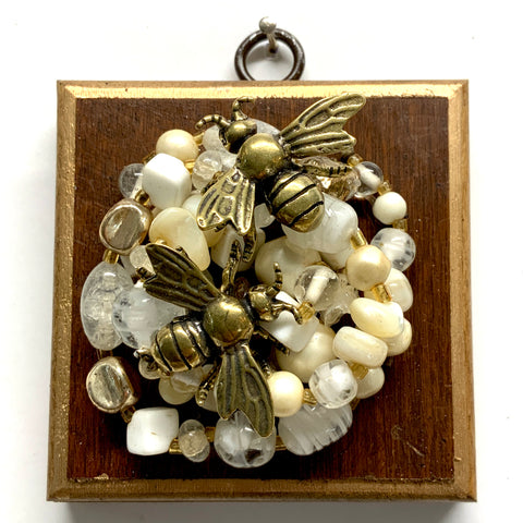 Wooden Frame with Bees on Necklace (3.25