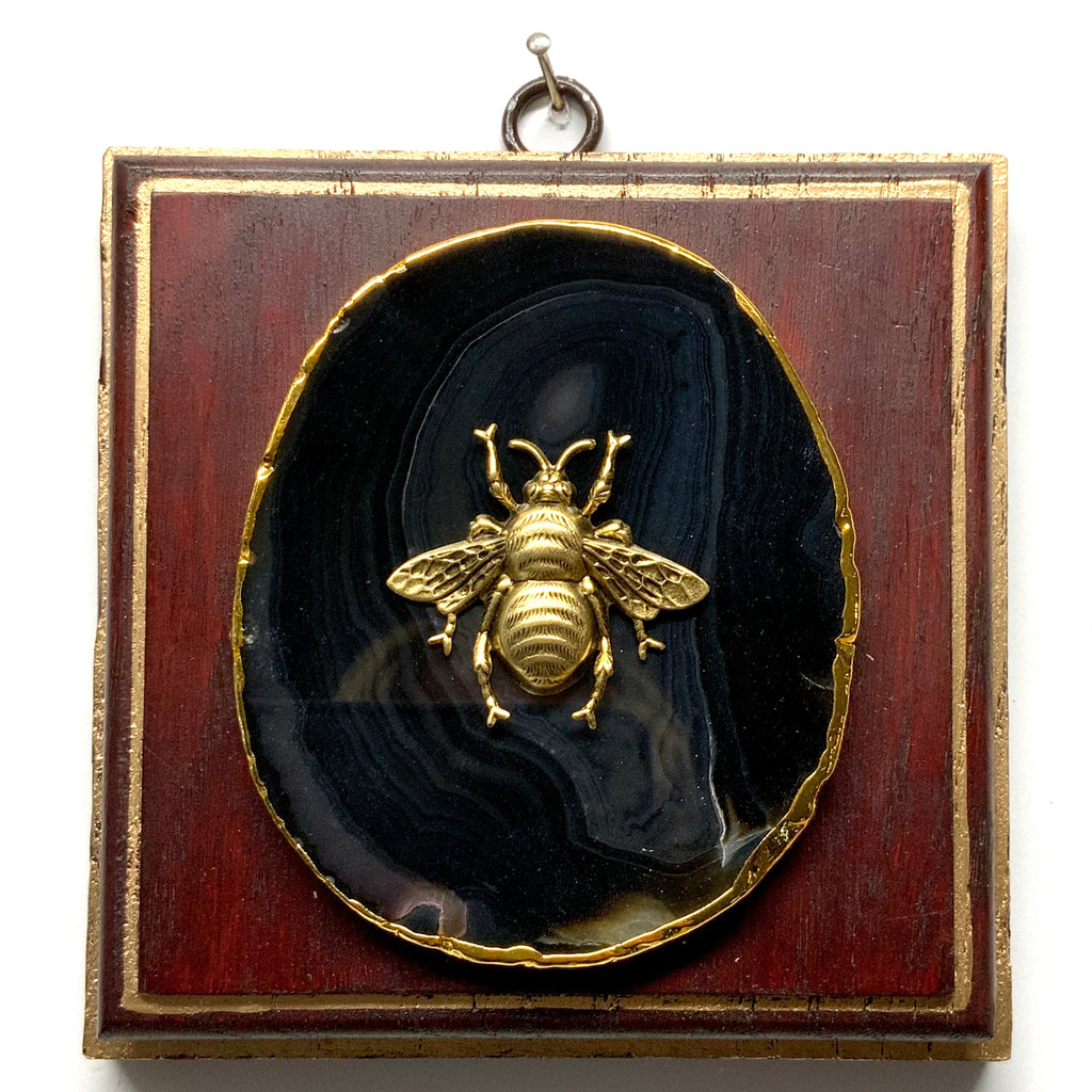 Red Waxed Frame with Grande Bee on Agate (5
