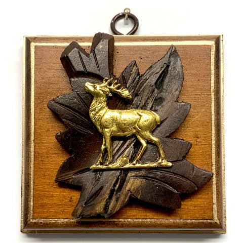 Mahogany Frame with Stag on Wood Piece (4” wide)