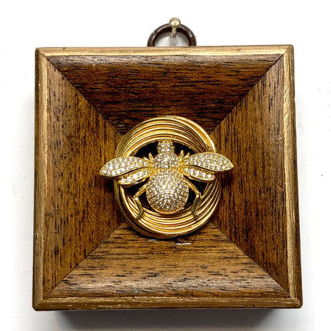 Wooden Frame with Sparkle Bee on Brooch (2.5” wide)