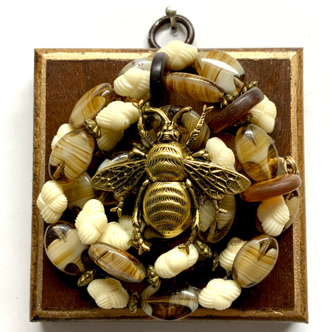 Wooden Frame with Grande Bee on Necklace (3.25