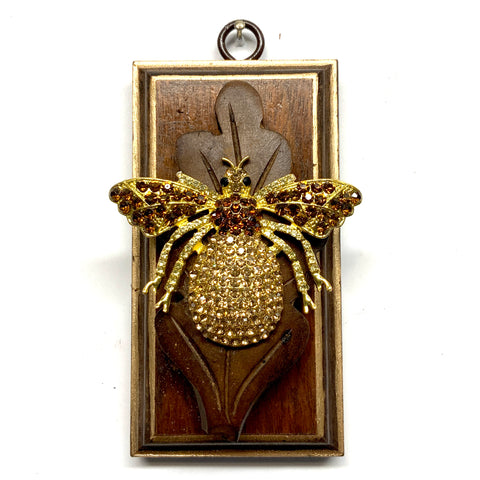 Mahogany Frame with Sparkle Bee on Wood Piece (2.5” wide)