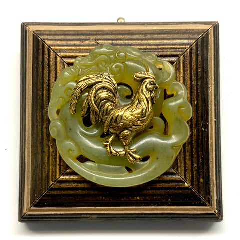 Gilt Frame with Rooster on Jade (3” wide)