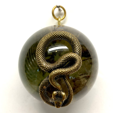 Acrylic Orb Frame with Snake on Marbled Paper / Slight Imperfections (2.5