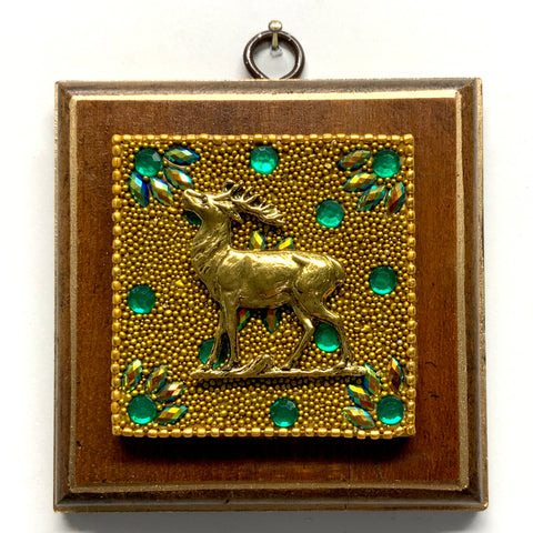 Mahogany Frame with Stag on Beaded Block (4” wide)