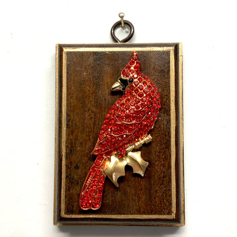 Mahogany Frame with Sparkle Cardinal (3” wide)