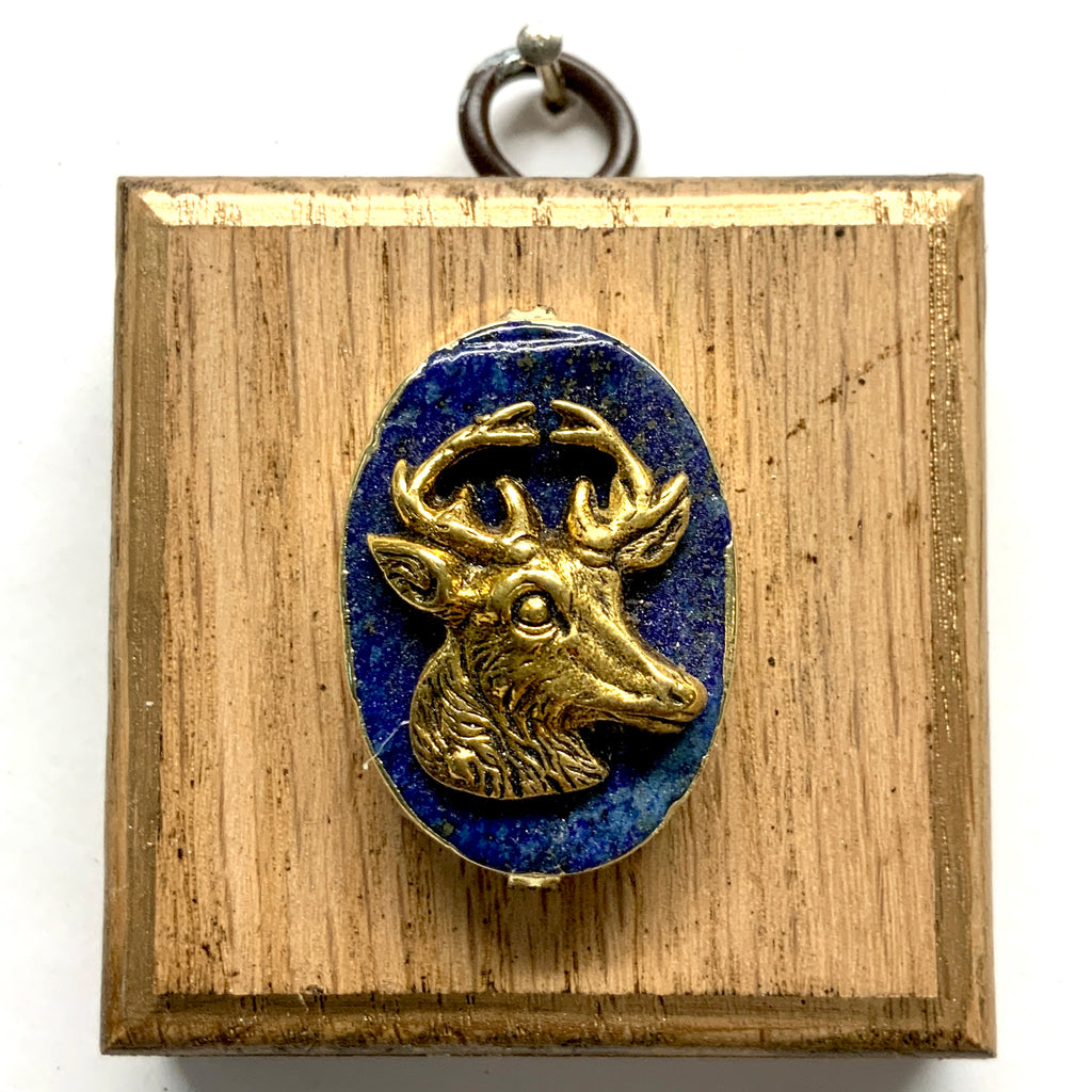 Wooden Frame with Stag on Lapis (2.5