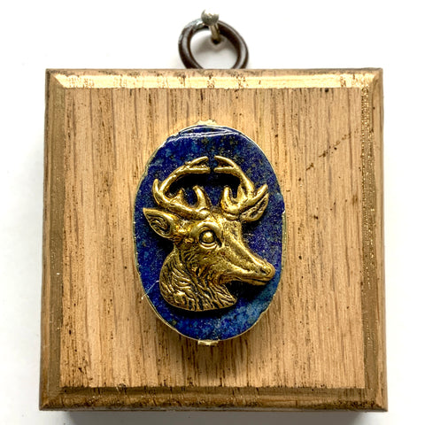 Wooden Frame with Stag on Lapis (2.5