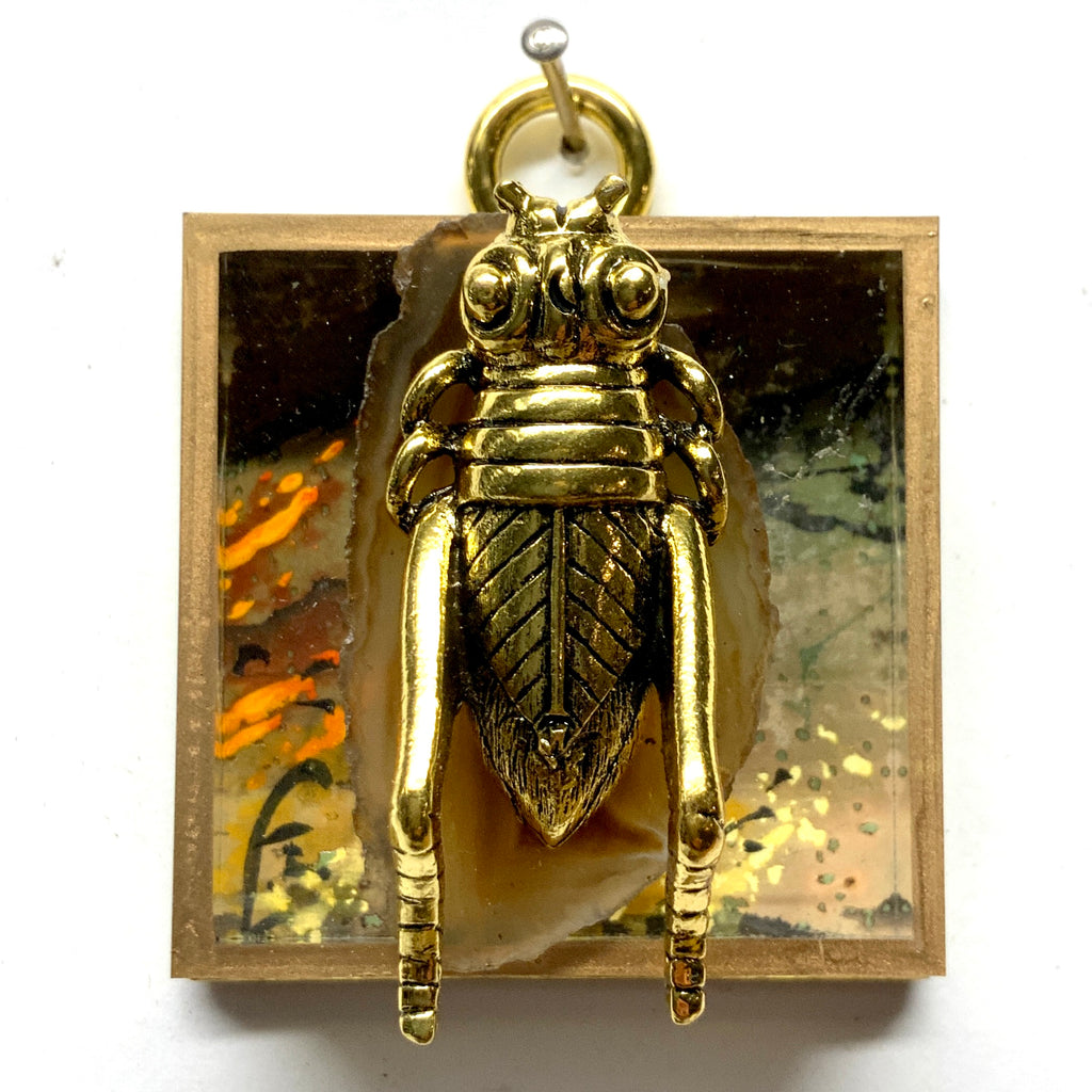 Acrylic Frame with Grasshopper on Agate / Slight Imperfections (2