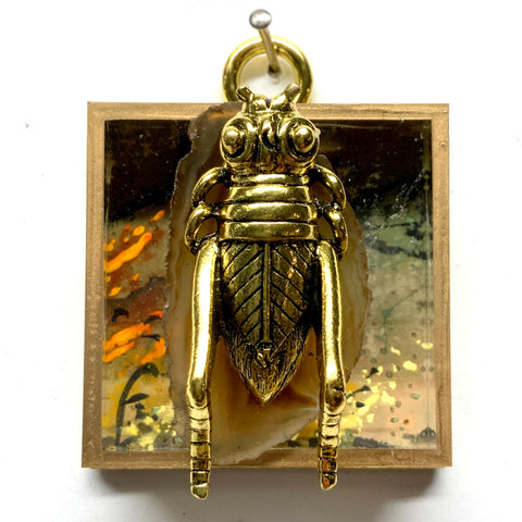 Acrylic Frame with Grasshopper on Agate / Slight Imperfections (2