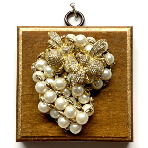 Wooden Frame with Sparkle Bees on Pearls (3.25