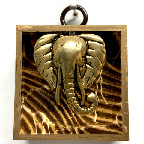 Acrylic Frame with Elephant on Marbled Paper / Slight Imperfections (2