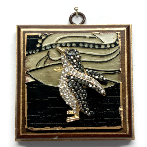 Mahogany Frame with Sparkle Penguin on Coromandel (3.75” wide)