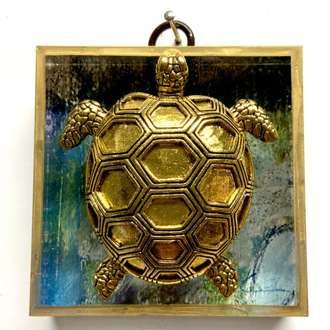 Acrylic Frame with Turtle on Marbled Paper / Slight Imperfections (3