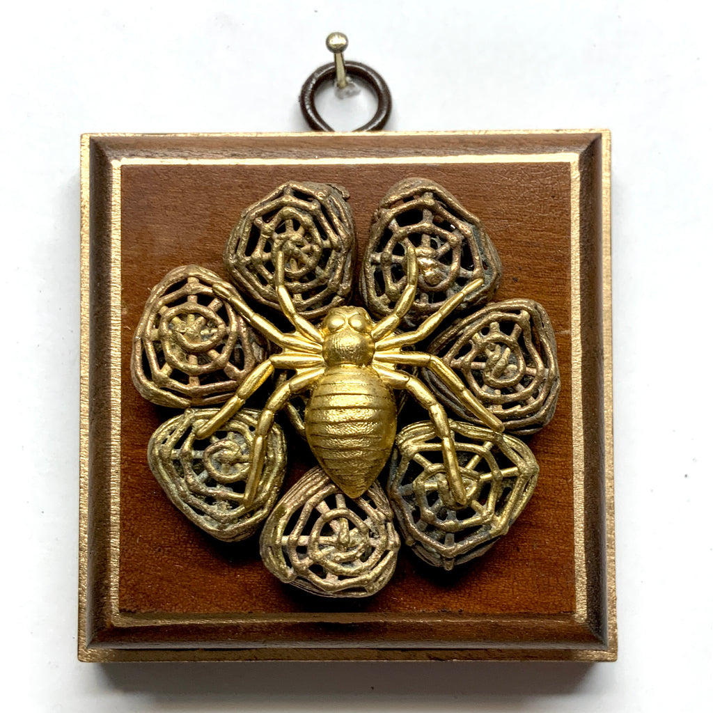 Mahogany Frame with Spider on Beads (3.25” wide)