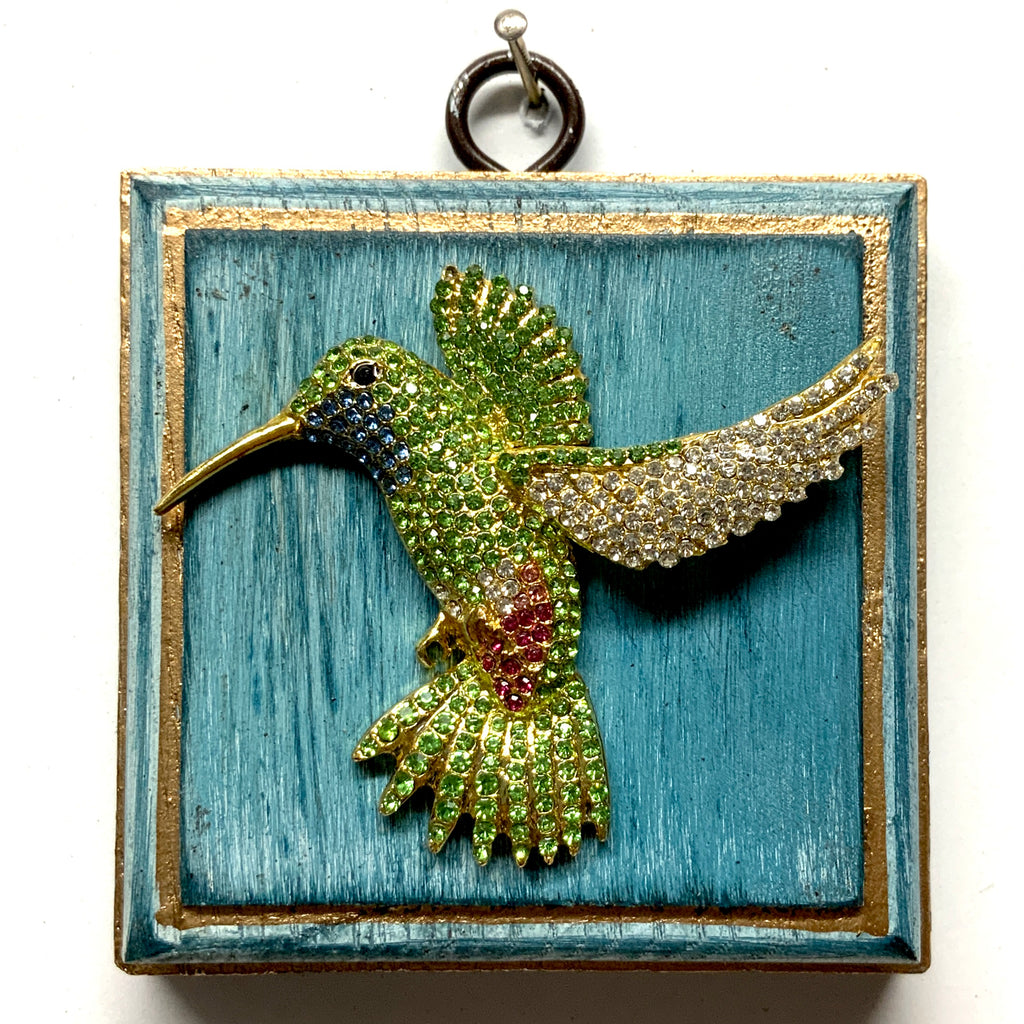 Blue Waxed Frame with Hummingbird (3.25
