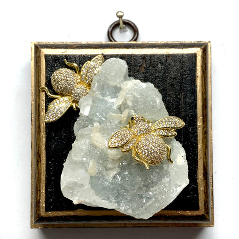 Bourbon Barrel Frame with Sparkle Bees on Stone (3” wide)