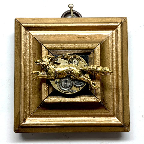 Gilt Frame with Fox on Watch Movement (2.75” wide)