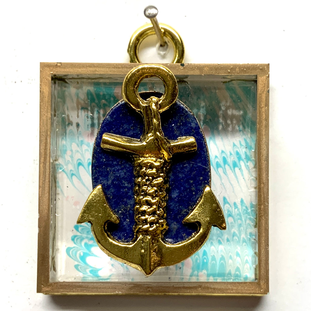 Acrylic Frame with Anchor on Lapis / Slight Imperfections (2