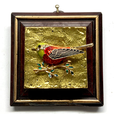 Wooden Frame with Enameled Bird (2.75” wide)