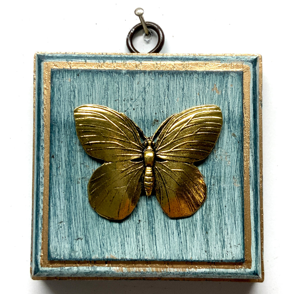 Blue Waxed Frame with Butterfly (3.25