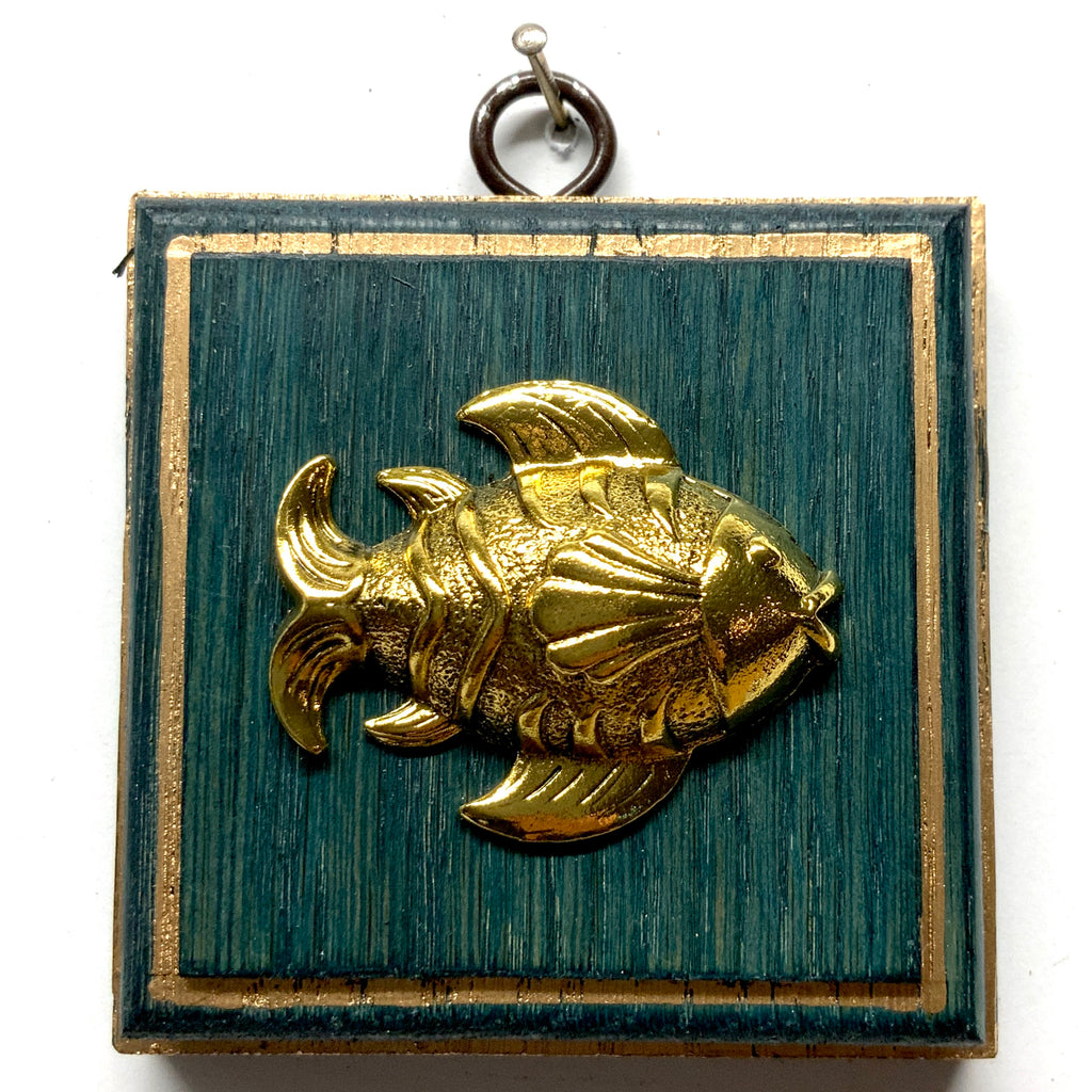 Blue Waxed Frame with Fish (3.25