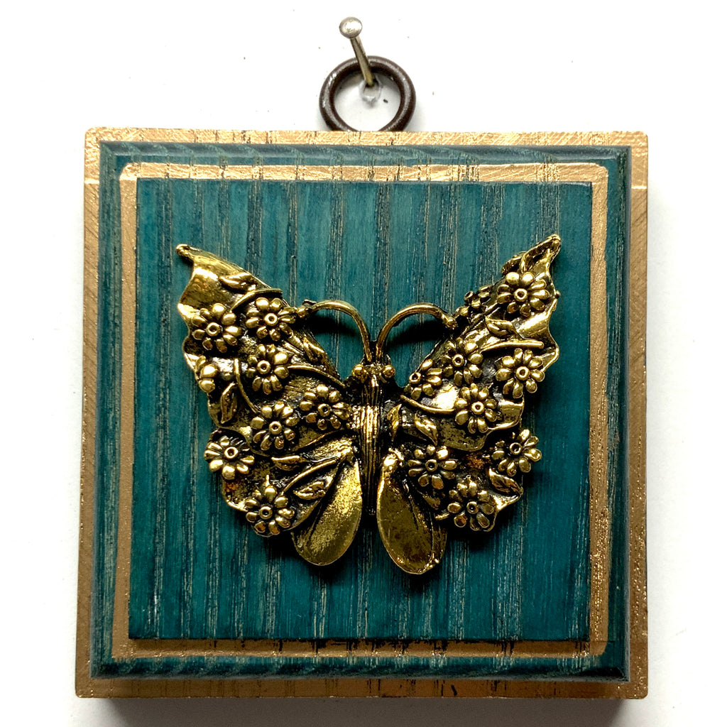 Blue Waxed Frame with Butterfly (3.25