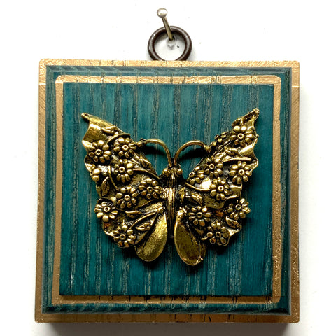 Blue Waxed Frame with Butterfly (3.25