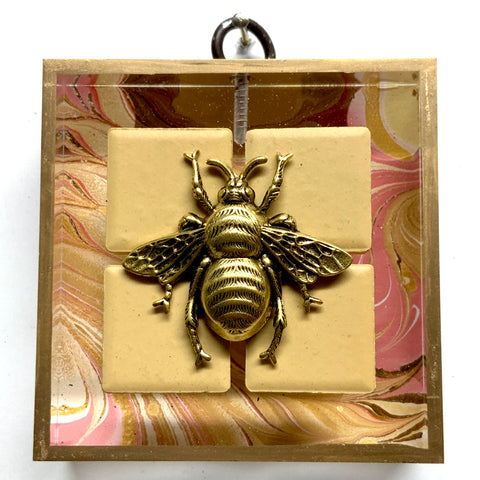 Acrylic Frame with Grande Bee on Marbled Paper / Slight Imperfections (3