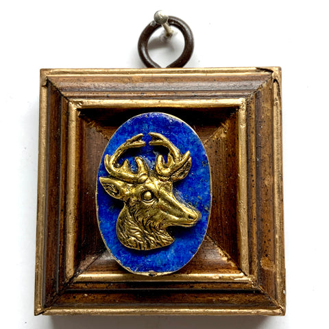 Wooden Frame with Stag on Lapis (2.25