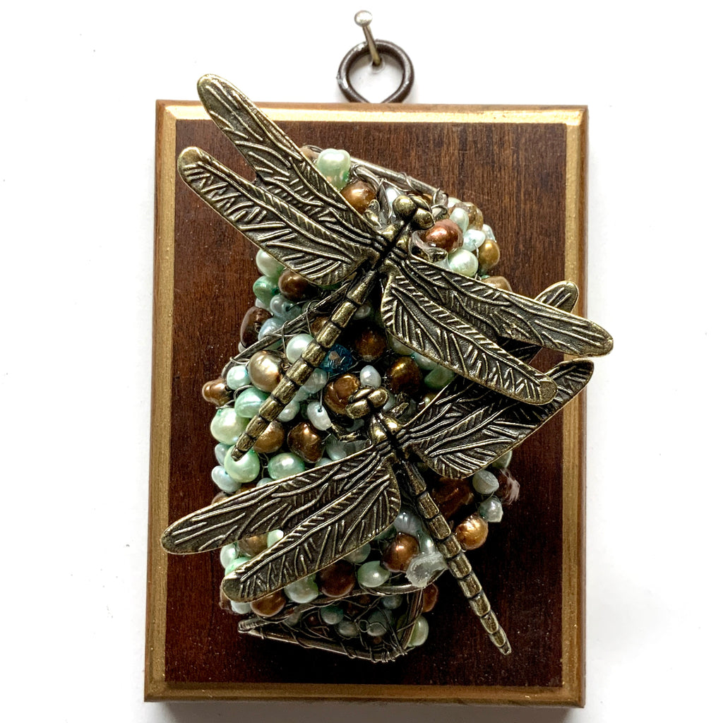 Wooden Frame with Dragonflies on Necklace (3.25