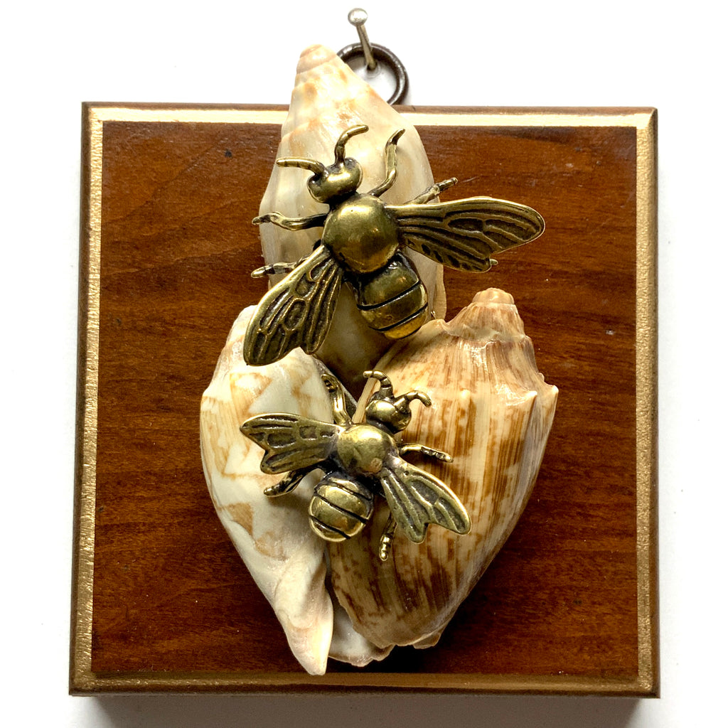 Wooden Frame with Bees on Shells (4