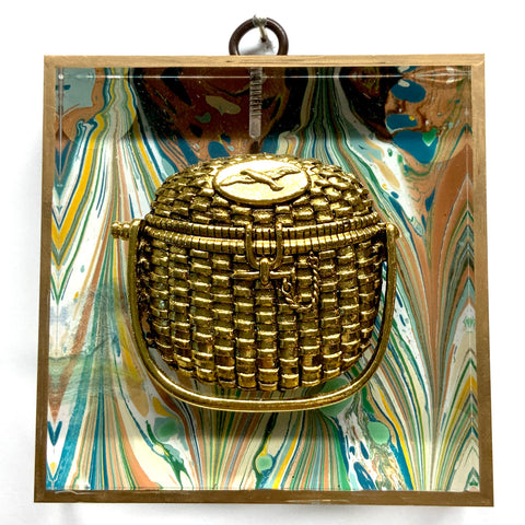 Acrylic Frame with Nantucket Basket on Marbled Paper / Slight Imperfections (4