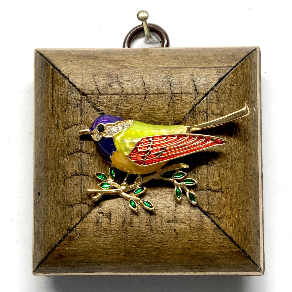 Wooden Frame with Enameled Bird (2.5” wide)