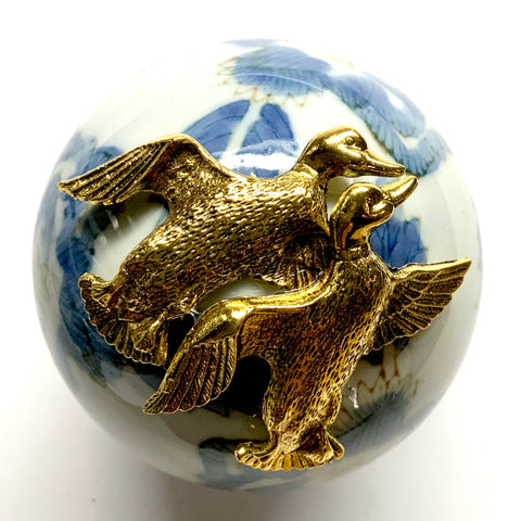 Ceramic Ball Frame with Ducks / Slight Imperfections (3