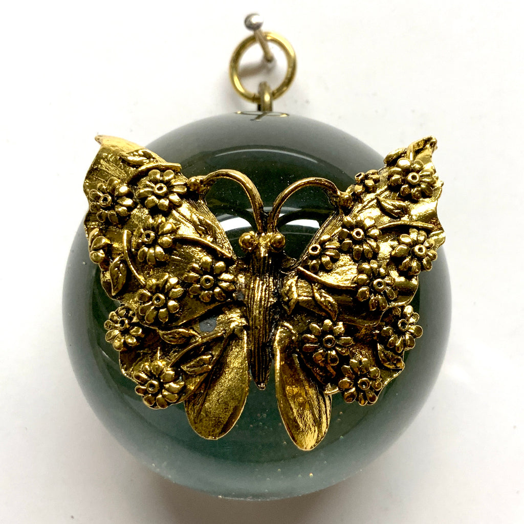 Acrylic Dome Frame with Butterfly on Sparkle Paper / Slight Imperfections (2.5”wide)