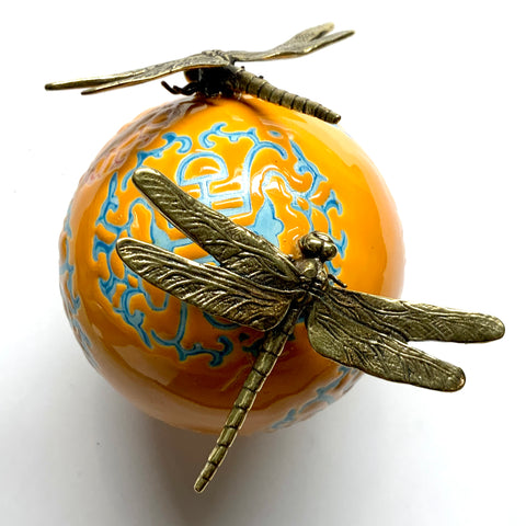 Ceramic Ball Frame with Dragonflies / Slight Imperfections (3