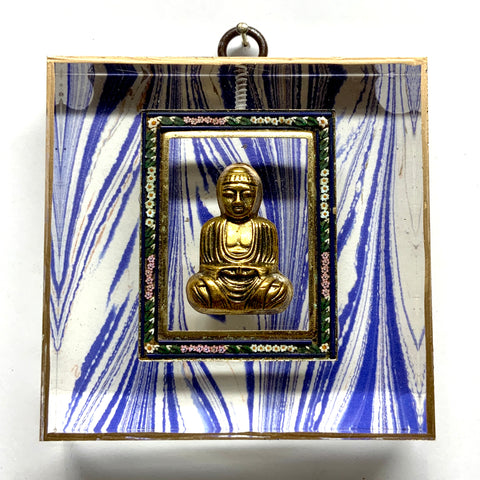 Marbled Paper backed Acrylic Frame with Buddha / Slight Imperfections (3.75