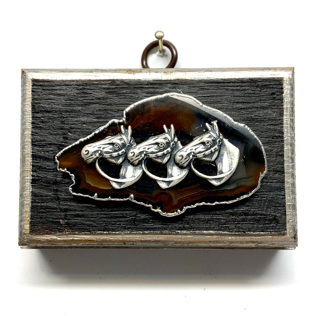 Bourbon Barrel Frame with Horses on Agate (3.75” wide)