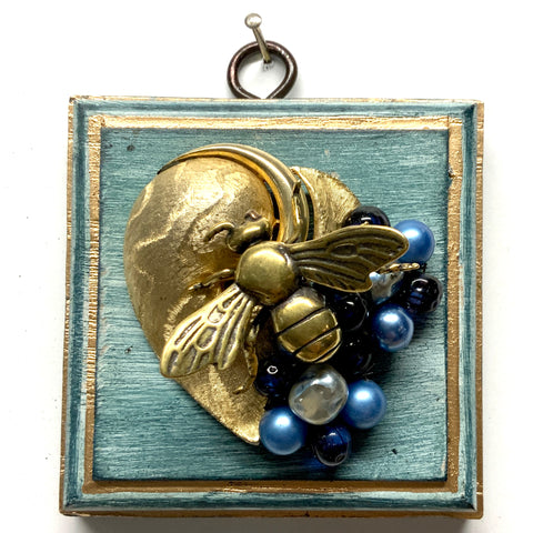 Blue Waxed Frame with Bee on Brooch (3.25